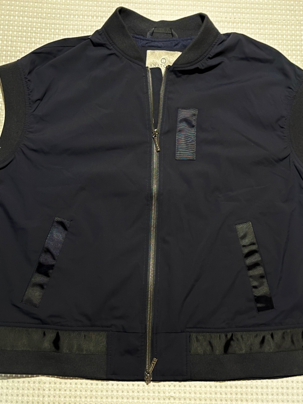ANATOMIE Amity Cap-Sleeve Bomber Vest Navy Casual Relaxed Fit
